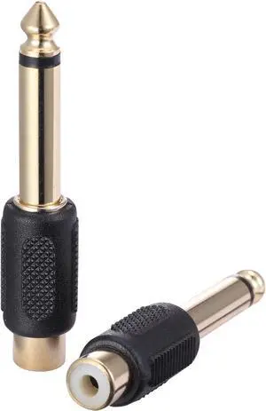 RCA Female to 1/4(6.35mm) Male Audio Adapter Copper Gold-Plating for TV Subwoofer Audio and Video Equipment Pack of 2