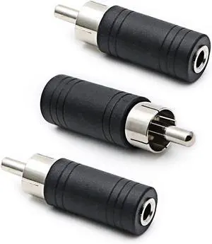 3.5mm Female to RCA Male Adapter 3-Pack RCA Plug to 1/8 Female Mono Jack Audio Connector Converter for Receiver Subwoofer Speaker Audio Equipment 3.5mm Female to RCA Male Adapter 3-Pack RCA Plug to 1/8 Female Mono Jack Audio Connector Converter for Receiver Subwoofer Speaker Audio Equipment