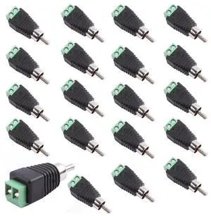 RCA Male to AV Screw Terminal Adapter 20-Pack Phono Plug solderless Converter Audio Vedio Spearker Wire Connector CCTV Application