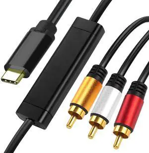 USB C to RCA 10FT Adapter 1080P 10FT Active Type C to 3RCA Converter Male USB C to 3-RCA Out Lead Video Adattatore Cord for Laptop Computer Projector