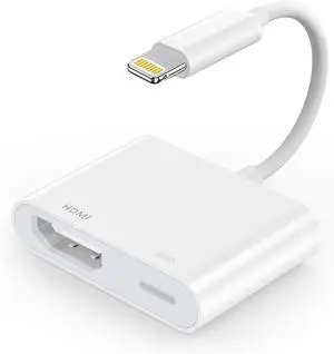 Lightning to HDMI Digital AV Adapter 1080P Video AV Audio Converter Cable HDMI Sync Screen Connector Compatible with iPhone 13 12 11 XR XS Max X 8 7 6 Plus to HD TV Projector Monitor