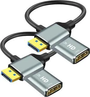 4K DisplayPort to HDMI Adapter | DP1.2 to HDMI 4K 60Hz Audio-Video Sync | SR Anti-Break Compatible with  HP for HDTV/Monitor/Projector/PC (DP to HDMI Converter) 2Pcs