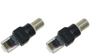 2PCS Coaxial Connector RF to RJ45 Converter Adapter F Female to RJ45 Male Coaxial Barrel Coupler Suitable for Surveillance and Video Cable and Cable TV Cable