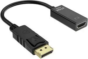 4K DisplayPort to HDMI Adapter 1PCS Gold-Plated Uni-Directional DisplayPort PC to HDMI Screen Converter (Male to Female) Supports 3840x2160@30Hz