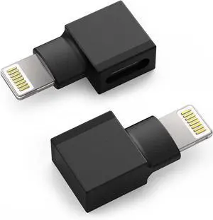 Right Angle Lightening Adapter Compatible with Lifeproof Otterbox Case - 90 Degree Male to Female 2-Pack