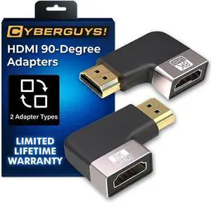 HDMI 90 Degree Adapter 2Pack 90° & 270° Right Angle HDMI Coupler Connector for Tight Spaces 8K@60Hz 4K@120Hz 3D Support Extension 2.1 Compatible 24K Gold Plated Compact & Durable