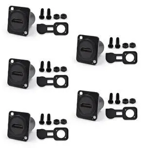 5PCS HDMI 2.0 Panel Mount Adapter 4K@60Hz HDMI 2.0 Panel Threaded Fixed Mount Coupler Female to Female for TV Monitor Projector with Weatherproof Dust Cap