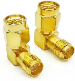 2PCS 90 Degree SMA Coax Connector Right Angle SMA Male to Female Low Loss Elbow Coax Adapter for Ham Radio Antenna Walkie-Talkie Audio Video