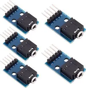 5PCS 3.5mm Audio Jack Breakout Board 3.5mm Female Stereo Audio Socket to 5Pin Wiring Board for Audio Video Headphone MP3 Jack