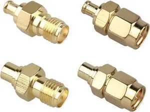 4PCS SMA to MCX Connectors Kit RF Coaxial Adapter Male to Female MCX Coupler Antenna Low Loss Coaxial Cable Adapter for Networks WiFi Router Radio scanners Audio Video