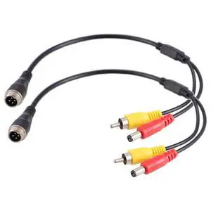 2pcs Car Camera Adapter 4 Pin to RCA Adapter M12 4-Pin Male to RCA AV DC Male Connector Wire Monitor Video Cable Adapter