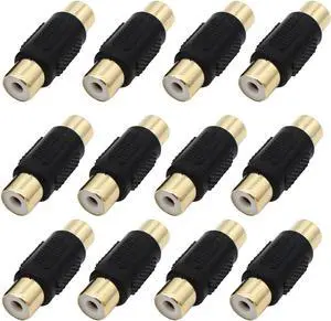 RCA Coupler 12-Pack RCA Female to Female Adapter Gold Plated for RCA Cable Extension Phono Speaker RCA Cable Amplifier