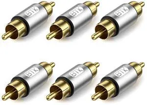 RCA Coupler 6-Pack Gold Plated RCA Male to Male Connector Adapter - for Audio Video AV Extension Stereo Home Theater Speaker TV Amplifier