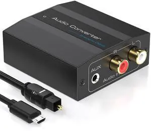 Analog to Digital Audio Converter RCA to Optical Converter RCA/3.5MM to Toslink and Coaxial Adapter for PS5 PS4 TV DVD Soundbar