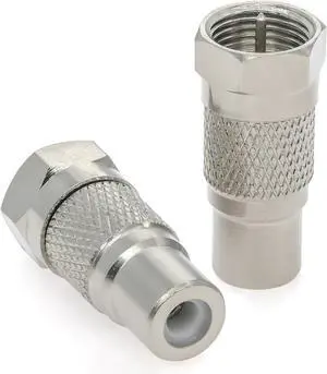 2PCS F Type to Phono Plug RCA Connector F Type Male to Phono RCA Female Coaxial Adapter Type F AV Connector Converter (Copper) Compatible with Atari 2600 TV Game Console TV Monitor Subwoofer