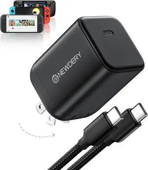 USB-C 65W GaN Charger for Nintendo Switch 2 (TV Mode) Small PD PPS USB-C Fast Wall Charging Block with 5ft Cable for Switch Steam Deck ROG Ally iPhone Android Tablet & Laptop