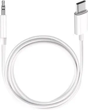 USB C to 3.5mm Audio Aux Jack Adapter 3.3 ft aux Cord for iPhone Type C to 3.5mm Aux Headphone Stereo Cord Car Cable for iPhone 16/16 Pro  Galaxy S25 and Other iOS and Android Devices(White)