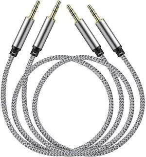 3.5mm Audio Aux Cable - 2 Pack 1.5ft Nylon Braided Hi-Fi Stereo Audio TRS Cable for Car Home Stereos Headphones Speakers Laptops Grey 3.5mm Audio Aux Cable - 2 Pack 1.5ft Nylon Braided Hi-Fi Stereo Audio TRS Cable for Car Home Stereos Headphones Speakers Laptops Grey
