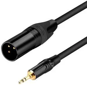 3.5mm to XLR Cable 3.3FT XLR to 3.5mm Unbalanced 1/8 inch Mini Jack Stereo to XLR Male Cord Adapter Mono Audio Cord for Cell Phone Laptop Speaker Mixer