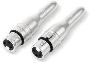 XLR 3 Pin Female to 1/4 6.35mm Female Jack Socket Audio Adapter Professional Grade Conversion Adapters Audio Cable Mic Cord Adapter Plug Silver 2-Pcs