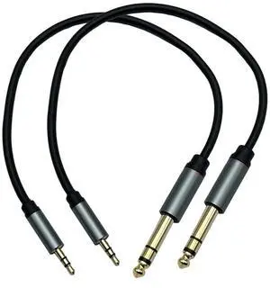 3.5mm to 6.35mm Stereo Audio Cable 1Feet  2Pack 1/4 Male to 1/8 Male TRS Bidirectional Stereo Audio Cable Jack for Guitar iPod Laptop Home Theater Devices Speaker and Amplifiers