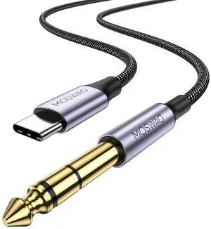 USB C to 6.35mm 1/4 inch TRS Cable 3.28FT/1M Type C to 1/4 Audio Adapter Aux Jack Stereo Cable for Phones Amplifier Speaker Headphone Mixing Console (No Recording Support)