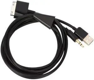 JIMAT 30 Pin to AUX USB Dock Connector to 3.5mm Jack Audio AUX-in Car Stereo Auxiliary Cable | Data Sync Transfer & Charging | Compatible for iPod iPhone 3 4 4S iPad 2 3 |