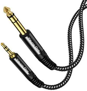 3.5mm to 6.35mm Stereo Audio Cable 10 ft 1/4 to 1/8 Audio Cable 3.5mm Male to 6.35mm Male TRS Nylon Braid Cable Compatible for iPod Laptop Home Theater Devices and Amplifiers (10FT/3M)