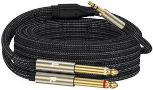 3.5mm 1/8 TRS to Dual 6.35mm 1/4 TS Mono Breakout Cable Y Splitter Stereo Cord Adapter Compatible with iPhone iPod Computer Sound Card CD Player Multimedia Speaker Home Stereo System-10FT 3.5mm 1/8 TRS to Dual 6.35mm 1/4 TS Mono Breakout Cable Y Splitter Stereo Cord Adapter Compatible with iPhone iPod Computer Sound Card CD Player Multimedia Speaker Home Stereo System-10FT