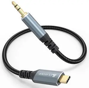 USB C to Aux Cable 1 ft/30.5cm Short USBC to 3.5mm Audio Aux Cord Type C to Auxiliary 1/8 Jack Adapter Male to Male for Car Stereo iPhone 16 15 Pro Max Plus Galaxy S24 S23 Tablet Amplifier