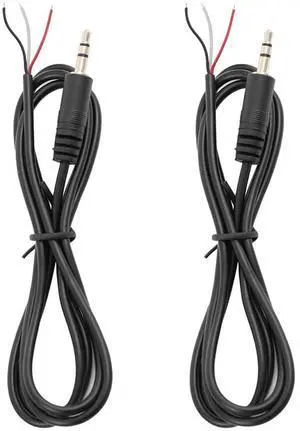 2PCS 3.2Ft 3.5mm 1/8 Stereo Audio Male Plug to Bare Wire Open End Cable TRS 3Pole Jack Connector Pigtail Cable for Headphone Headset Earphone DIY Repair Replacement