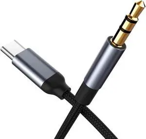 USB C to 3.5mm Audio Aux Jack Cable (3.3ft) Type C to 3.5mm Headphone Car Stereo Cord for iPhone 15 Pro Max 15 Pro 15 Plus 15 iPad Pro  S24 S23 S22 S21 etc. - Grey