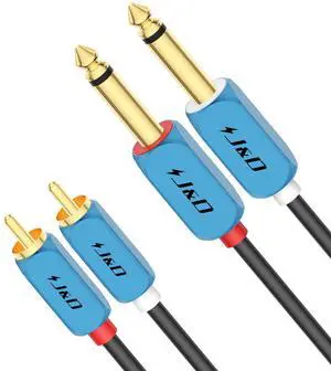 Dual 1/4 inch TS to Dual RCA Stereo Audio Interconnect Cable RCA to 1/4 Cable Heavy Duty Aluminum Alloy Shell Gold Plated Plug for Home Theater Amplifiers Hi-Fi Systems 3 Feet
