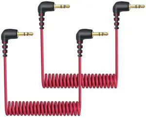 2-Pack 3.5mm Microphone Cable Compatible with Rode Wireless Pro / Wireless Go 2 / DJI Mic 2 and Hollyland Lark M1 M2 150 Max Duo Coiled Dual 3.5mm TRS Patch Cable Audio Mic Cord for DSLR Cameras