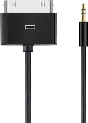 3.5mm AUX Input to 30-Pin Male Dock Connector Cable Adapter for Phone Pod Pad 7.87inch (Black)