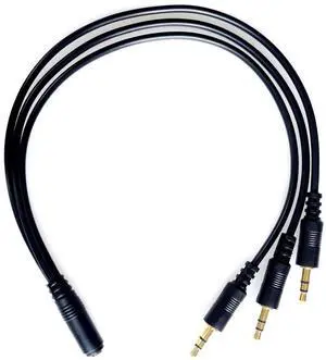 3.5mm 1/8 1 TRS Female to 3 x 3.5mm TRS Male 3-Pole Stereo Audio Headphone Splitter Cable Gold Plated 1 Input 3 Output 33cm