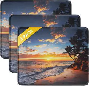 3 Pack Mouse Pad with Stitched Edge Comfortable Mouse Pads with Non-Slip Rubber Base Washable Mousepads Bulk with Lycra Cloth Mouse Pads for Computers Laptop Mouse 10.2x8.3x0.12in Sunset