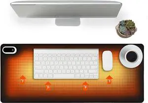 Heated Desk Pad Heated Mouse Pad- 31.5 x 13 inch Heated Desk Mat Desk Warmer with 5 Heat Levels & Auto Shut-Off - Ideal for Office and Home (Black)