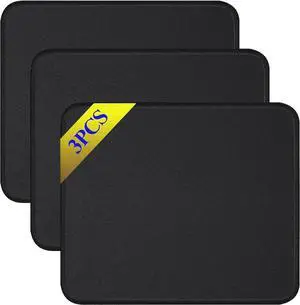 Mouse Pads 3 Pieces Black Standard Square Mouse pad Office and Gaming Sewn Edges Rubber Non Slip Base Mouse pad Washable Durable 10.2 inches x 8.3 inches x 0.12 inches (01Black)