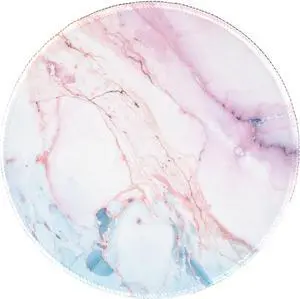 Marble Round Mouse Pad Pink Marble Customized Premium-Textured Washable Desktop Protection Mouse Mat with Non-Slip Rubber Base 7.87×7.87×0.12 inches
