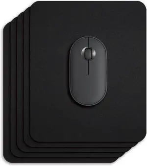 5 Pack Small Mouse Pad with Waterproof Surface Basic Computer Mousepad for Desk Compact Size 8.5 x 7 Inches Non-Slip Rubber Base Black