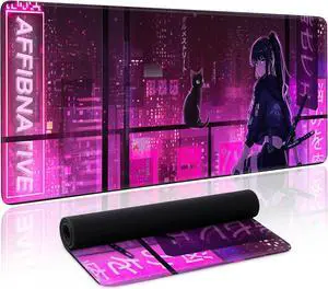 Japanese Samurai Anime Mouse Pad Large Desk Mat Extended Keyboard Mouse Pad Gaming Mousepad with Non-Slip Base and Stitched Edge Anime Mouse Mat Desk Pad 31.5 X 11.8 In Mouse Pads for Desk Home Office