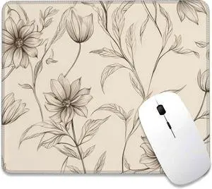 Boho Minimalist Flowers Mouse Pad Mouse Pads for Desk Mouse Mat Square Waterproof Gaming Mouse Pad Anti-Slip Rubber Base MousePads for Office Laptop