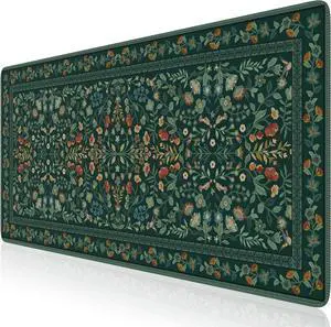 Desk Mat for Keyboard and Mouse Large Mouse Pad Desk Pad Mat Anti-Slip Big Mousepad with Stitched Edges for Computer Desktop(Deep Green)