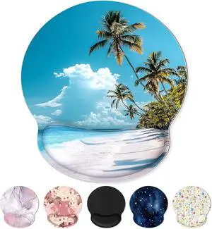 Ergonomic Mouse Pad with Wrist Rest Small Mousepad with Non-Slip Rubber Base and Smooth Surface Beach Mouse Pads for Desk Office Desk Accessories