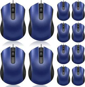 12 Pcs Wired Computer Mouse Bulk Cord USB Computer Mice Ergonomic Wired Mouse for Pcs Computers Laptops Gaming Office Home Supplies(Blue)