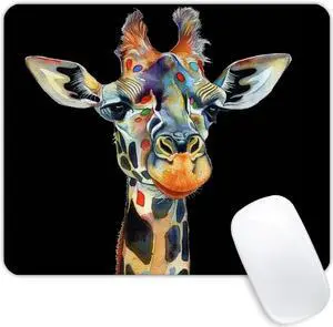 Square Mouse Pad Colorful Artistic Giraffe-1 Gaming Mouse Pads for Desk Soft Computer Waterproof Non-Slip Mouse Mat