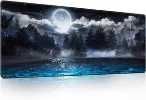 Moon Ocean Landscape Mouse Pad Scenic Night Sky with Full Moon Mousepad - Large Non - Slip Desk Mat for Office PC & Laptop - 31.5x11.8 x 3mm