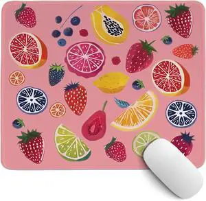 Colorful Cute Fruit Mouse Pad Pink Cottagecore Strawberry Mouse Pads Summer Orange Desk Mat for Home Office Dorm Desktop Decor 10.2x8.2 Inch