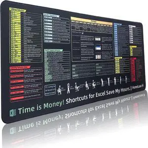 Excel Cheat Sheet Desk Pad-Large Mouse Pad for The Accountant Office Accessories Mat for  Office Non-Slip Stitched Edge